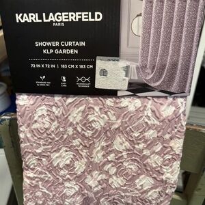 KARL LAGERFELD PARIS EMBOSSED SHOWER CURTAIN KP GARDEN 72”X72” DUSTY ROSE WHITE